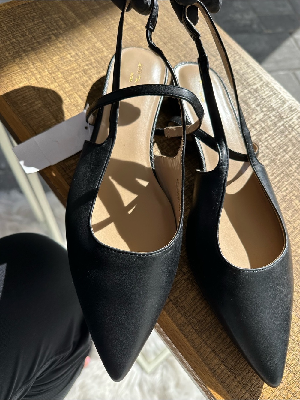 Black Pointed Slingback Flats